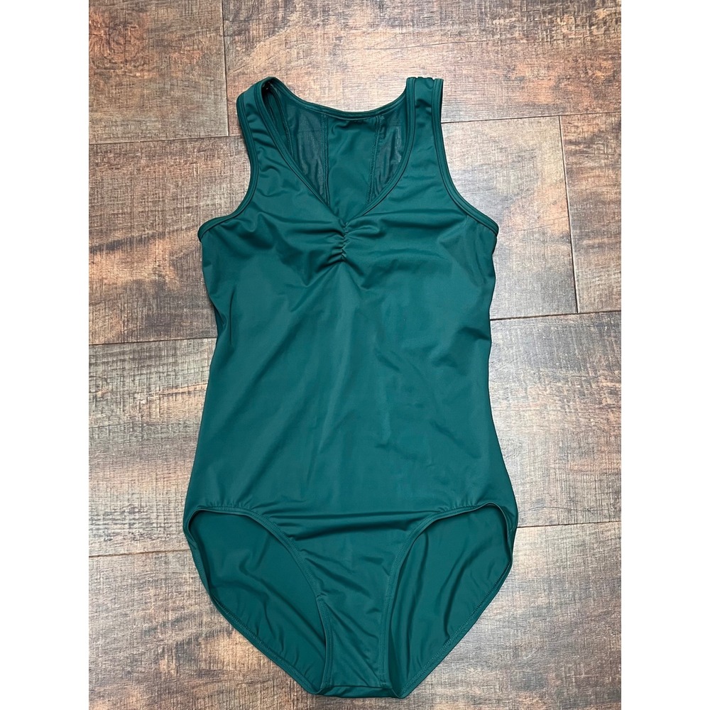 Balera Dance Leotard Women's Medium MA Green Mesh Racerback Bidysuit